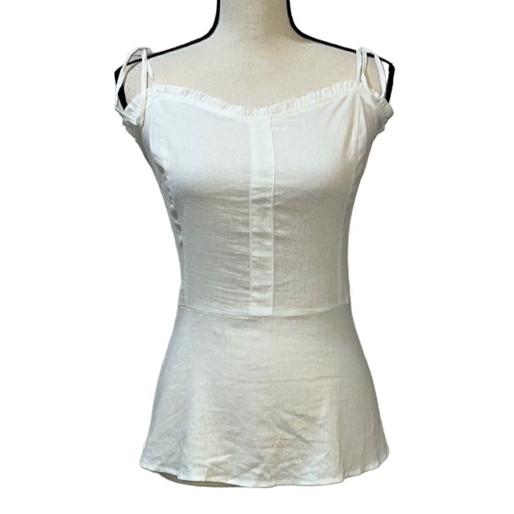 NY&Co Tie-Strap Preplum Sweetheart Neckline Sleeveless Blouse